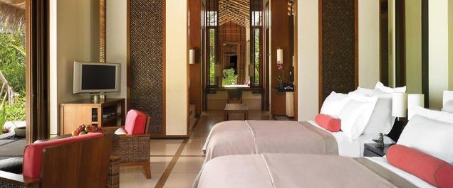 Resort bedroom with timber detailing